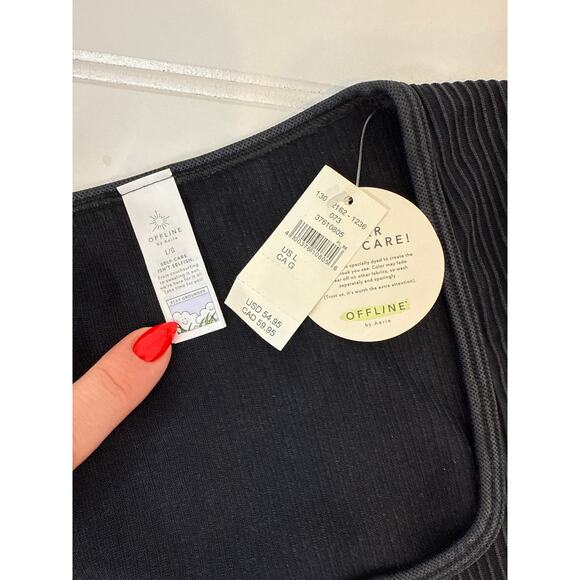 NWT Aerie Sidewalk Seamless Ribbed Crop Tee & Goals High Rise Leggings Bundle L - Picture 5 of 12